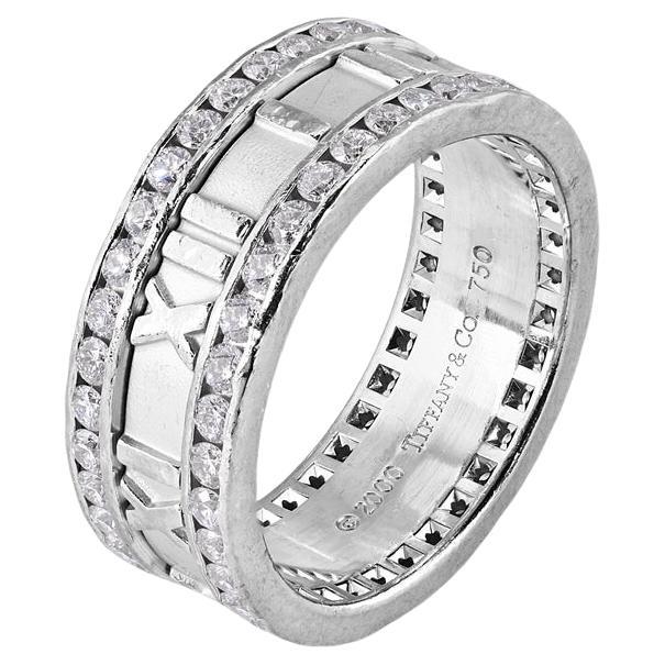 TIFFANY & Co. Atlas 18K White Gold Full Circle Diamond Ring 9.5