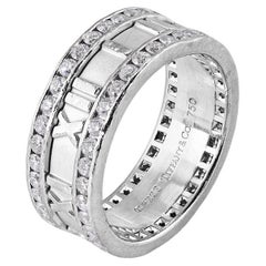 TIFFANY & Co. Atlas 18K White Gold Full Circle Diamond Ring 9.5
