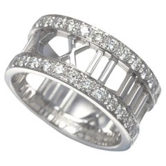 TIFFANY 
Co. Atlas 18K White Gold Half Circle Diamond Open Ring 6