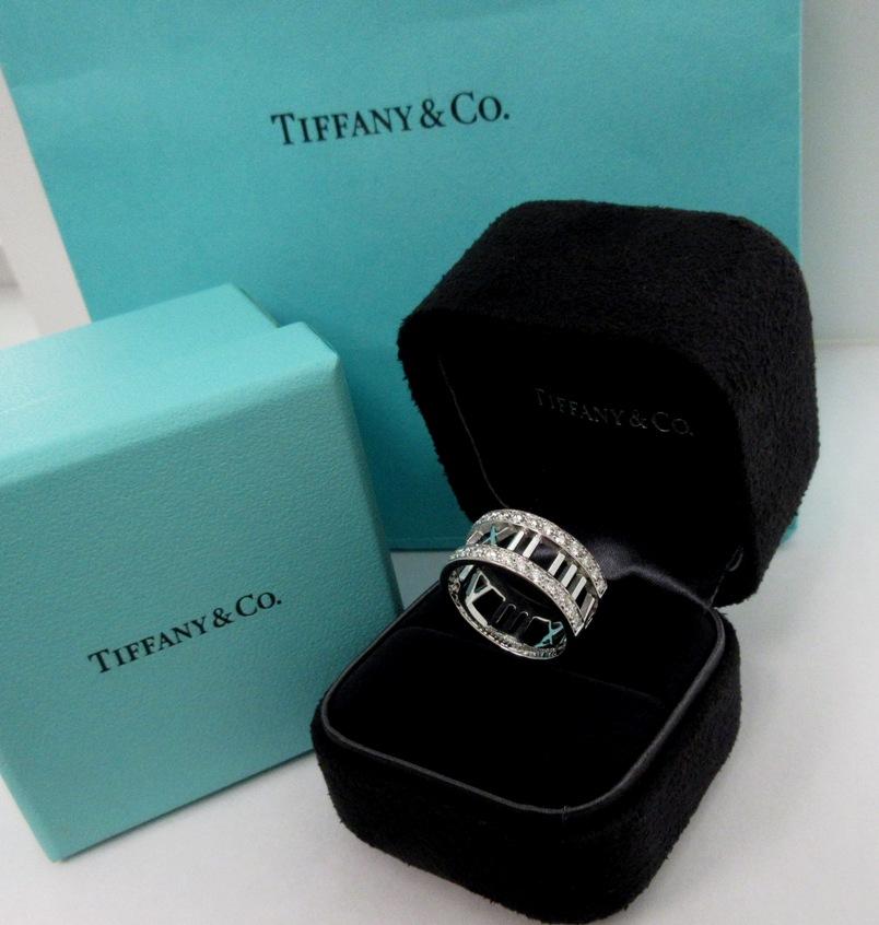 TIFFANY & Co. Atlas Bague ouverte en or blanc 18K avec demi-cercle de diamants 6.5 Pour femmes en vente