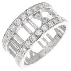 Vintage TIFFANY & Co. Atlas 18K White Gold Half Circle Diamond Open Ring 7