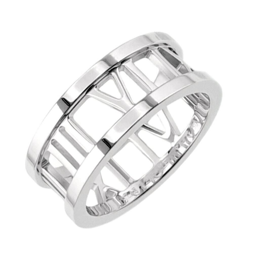 TIFFANY & Co. Atlas 18K White Gold Open Ring 6

Metal: 18K White Gold 
Size: 6 
Band Width: 7mm 
Hallmark: ATLAS © 2003 TIFFANY&CO. 750 
Condition: Excellent condition, like new

Limited edition, no longer available for sale in Tiffany