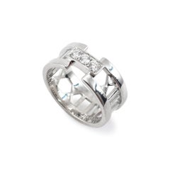 Tiffany & Co. Atlas 18K White Gold Three Diamond Open Band Ring