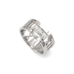 Tiffany & Co. Atlas 18K White Gold Three Diamond Open Band Ring