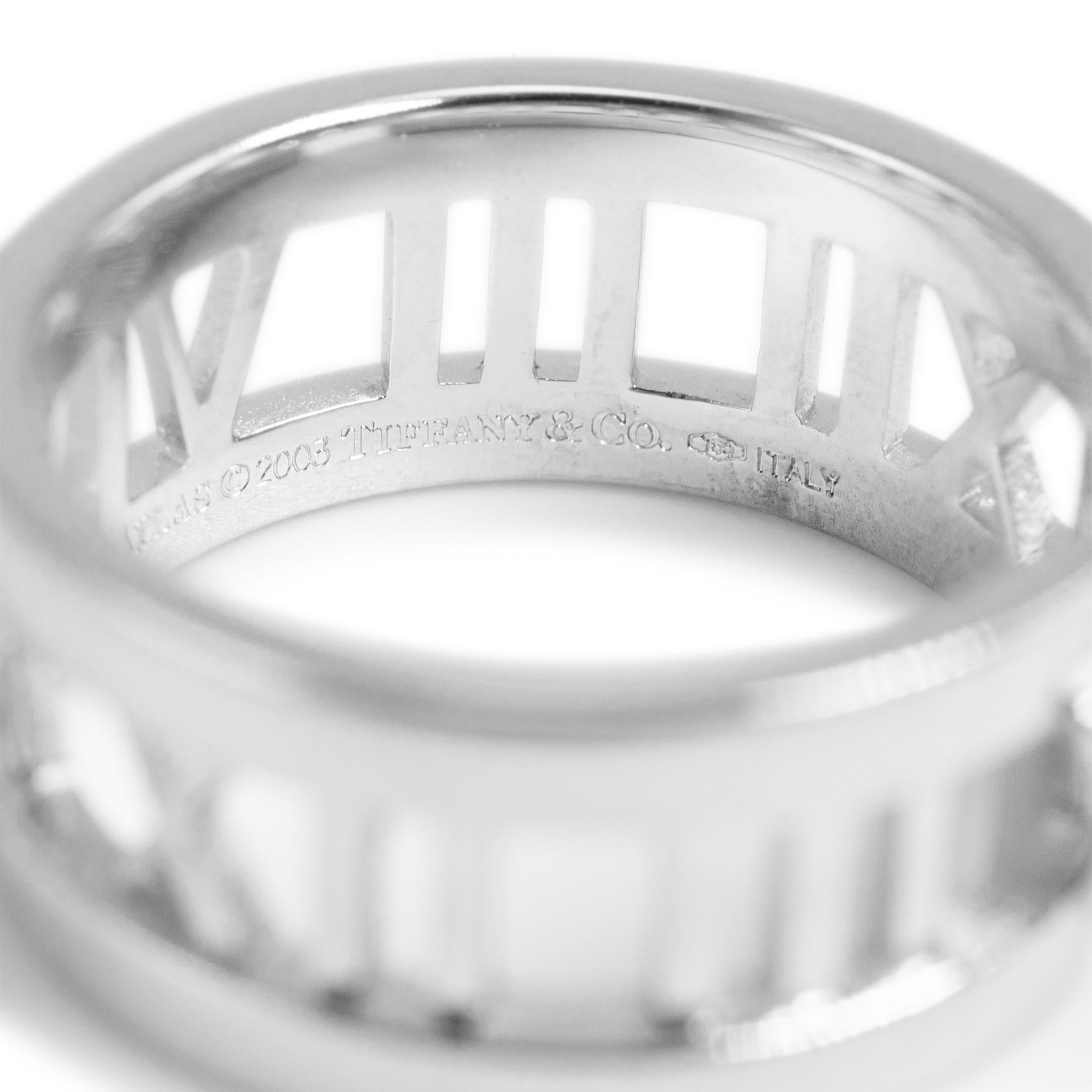 Tiffany & Co. Anillo abierto de tres diamantes Atlas de oro blanco de 18 quilates 1