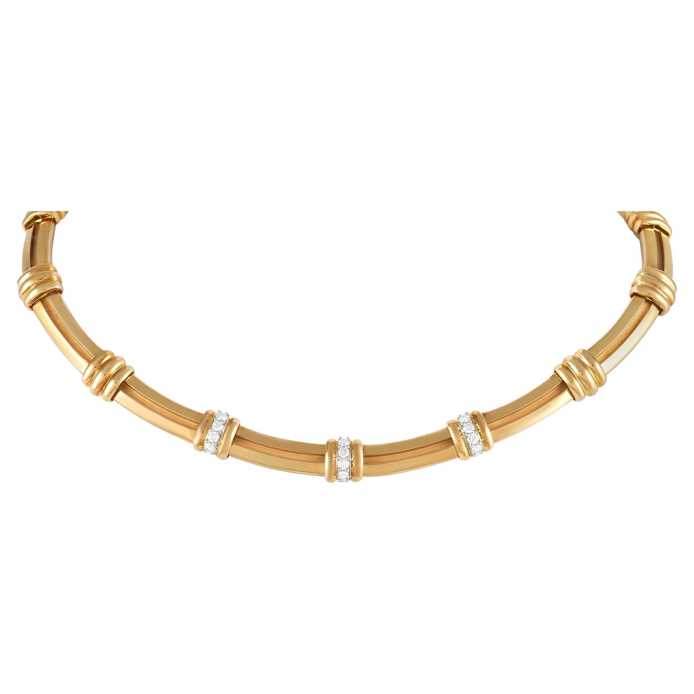 Tiffany & Co. Atlas 18K Yellow Gold 0.95 Ct Diamond Necklace