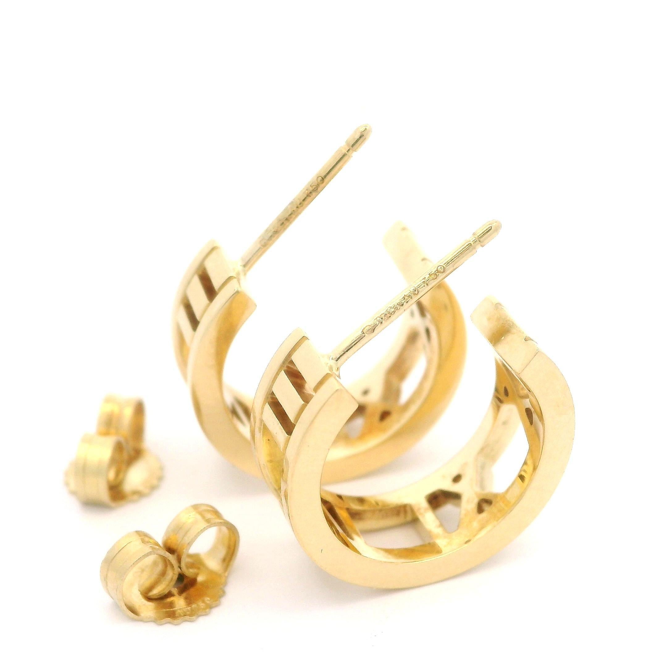 Women's Tiffany & Co. Atlas 18k Yellow Gold Pierced Roman Numeral Cuff Earrings