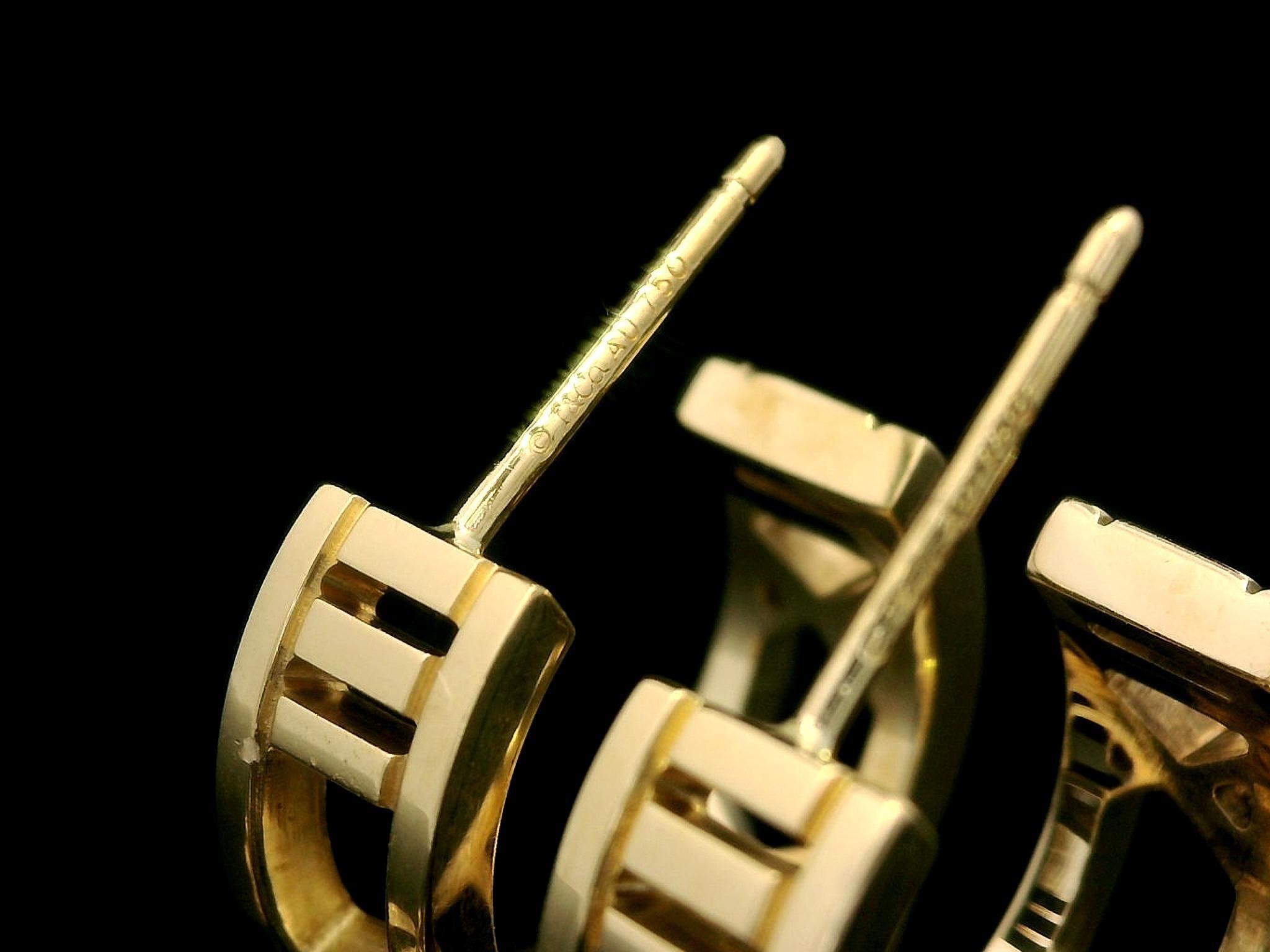 Tiffany & Co. Atlas 18k Yellow Gold Pierced Roman Numeral Cuff Earrings 2