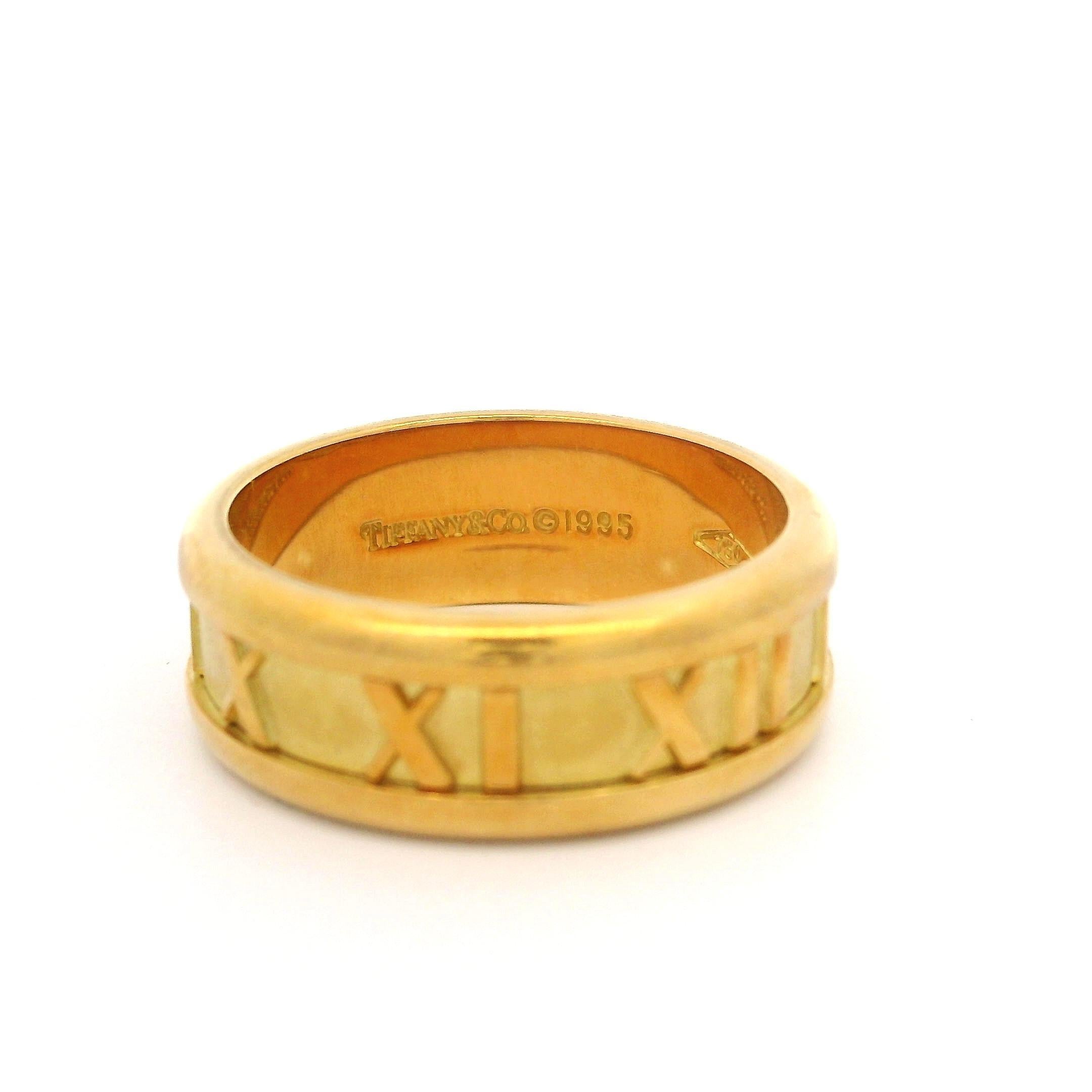 Tiffany & Co. Atlas 18k Yellow Gold Roman Numeral 7.1mm Wide ClaTiffany & Co. At For Sale 2