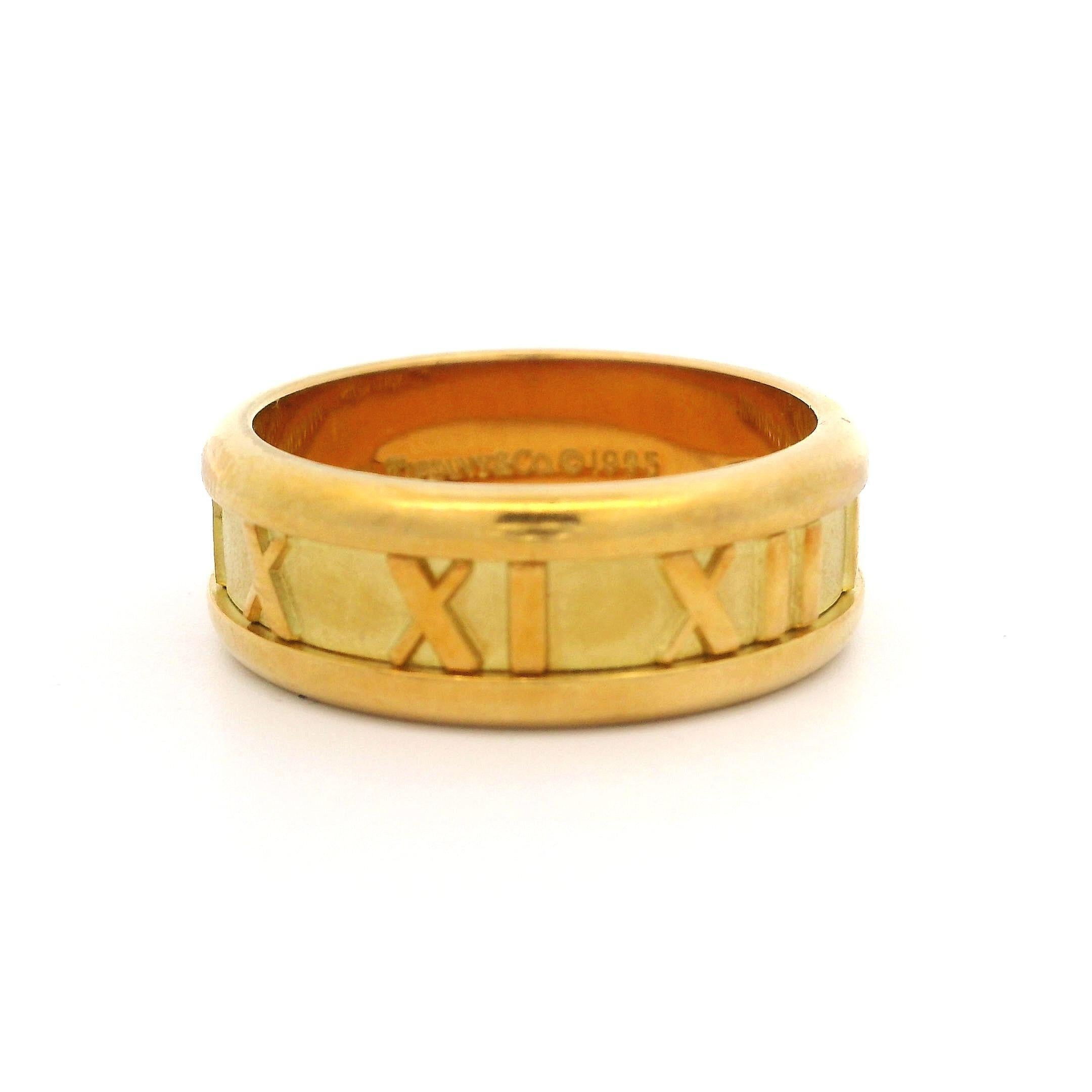 Tiffany & Co. Atlas 18k Yellow Gold Roman Numeral 7.1mm Wide ClaTiffany & Co. At For Sale 3