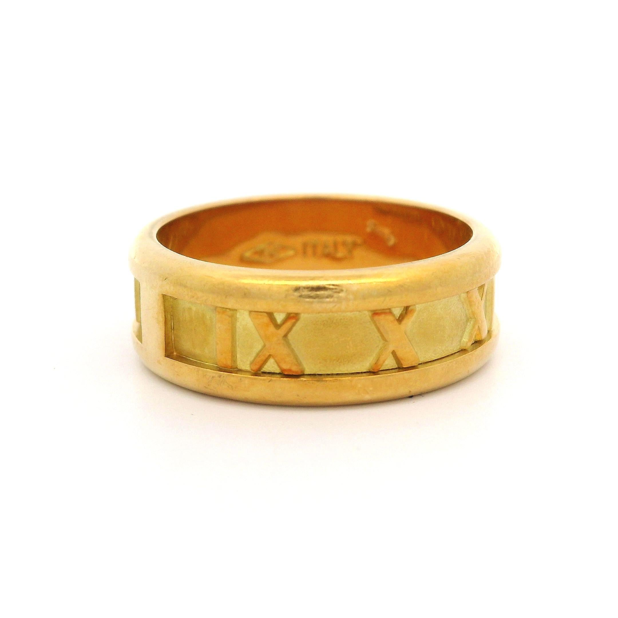Tiffany & Co. Atlas 18k Yellow Gold Roman Numeral 7.1mm Wide ClaTiffany & Co. At For Sale 4