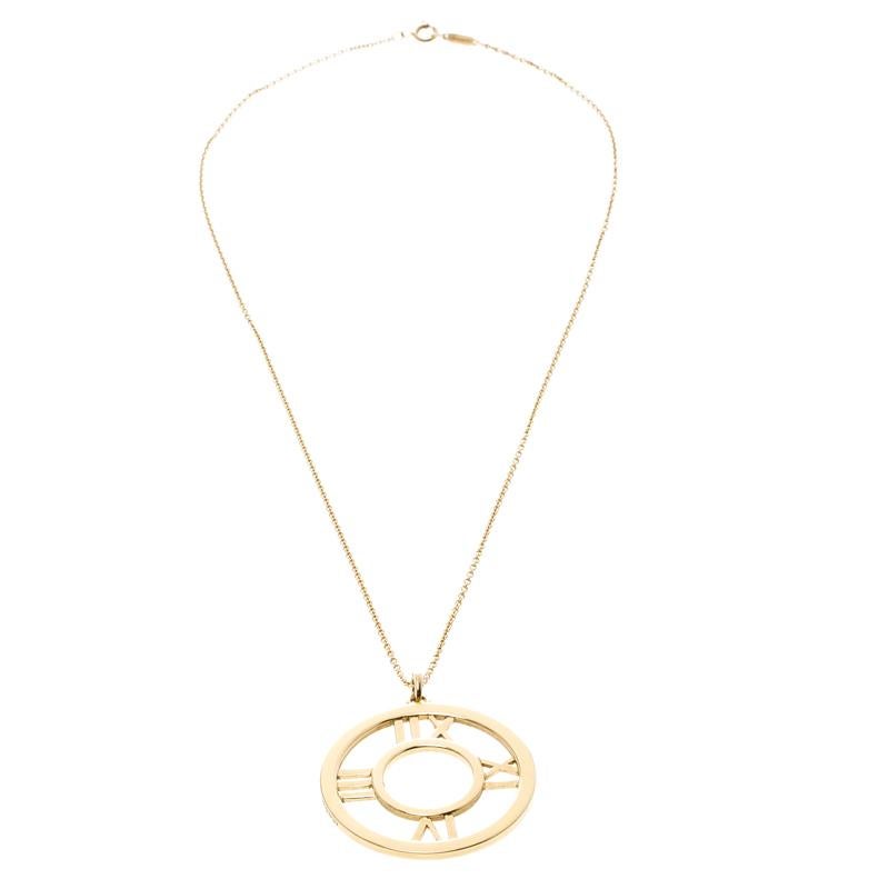 Contemporary Tiffany & Co. Atlas 18k Yellow Gold Round Pendant Necklace