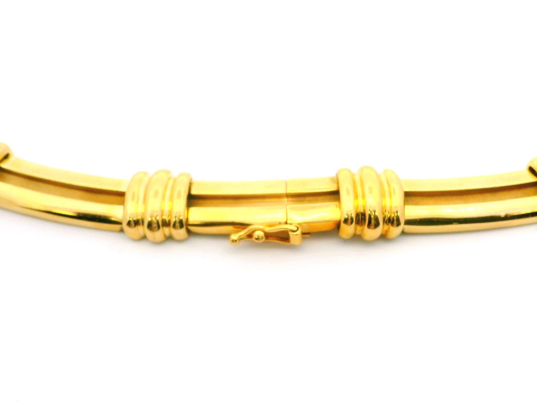 Women's Tiffany & Co. Atlas 1995 18k Yellow Gold Grooved Geometric Link Necklace