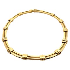 Tiffany & Co. Atlas 1995 18k Yellow Gold Grooved Geometric Link Necklace