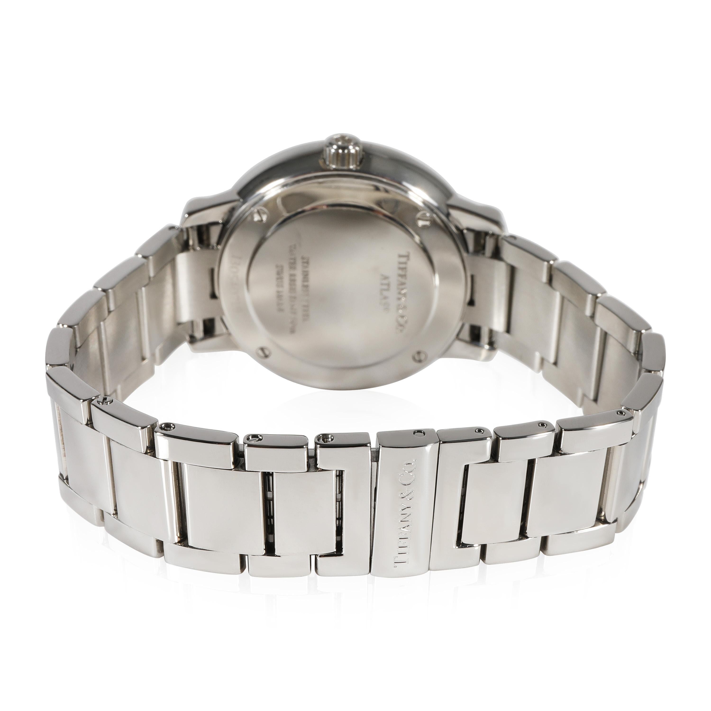 Tiffany & Co. Atlas 2-Hand Atlas Women's Watch in  Stainless Steel

SKU: 115551

PRIMARY DETAILS
Brand: Tiffany & Co.
Model: Atlas 2-Hand
Country of Origin: Switzerland
Movement Type: Quartz: Battery
Year of Manufacture: 2010-2019
Condition: Retail