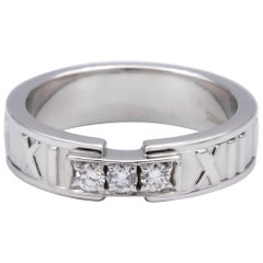 Tiffany & Co. Atlas 3-Diamond Ring in 18 Karat White Gold