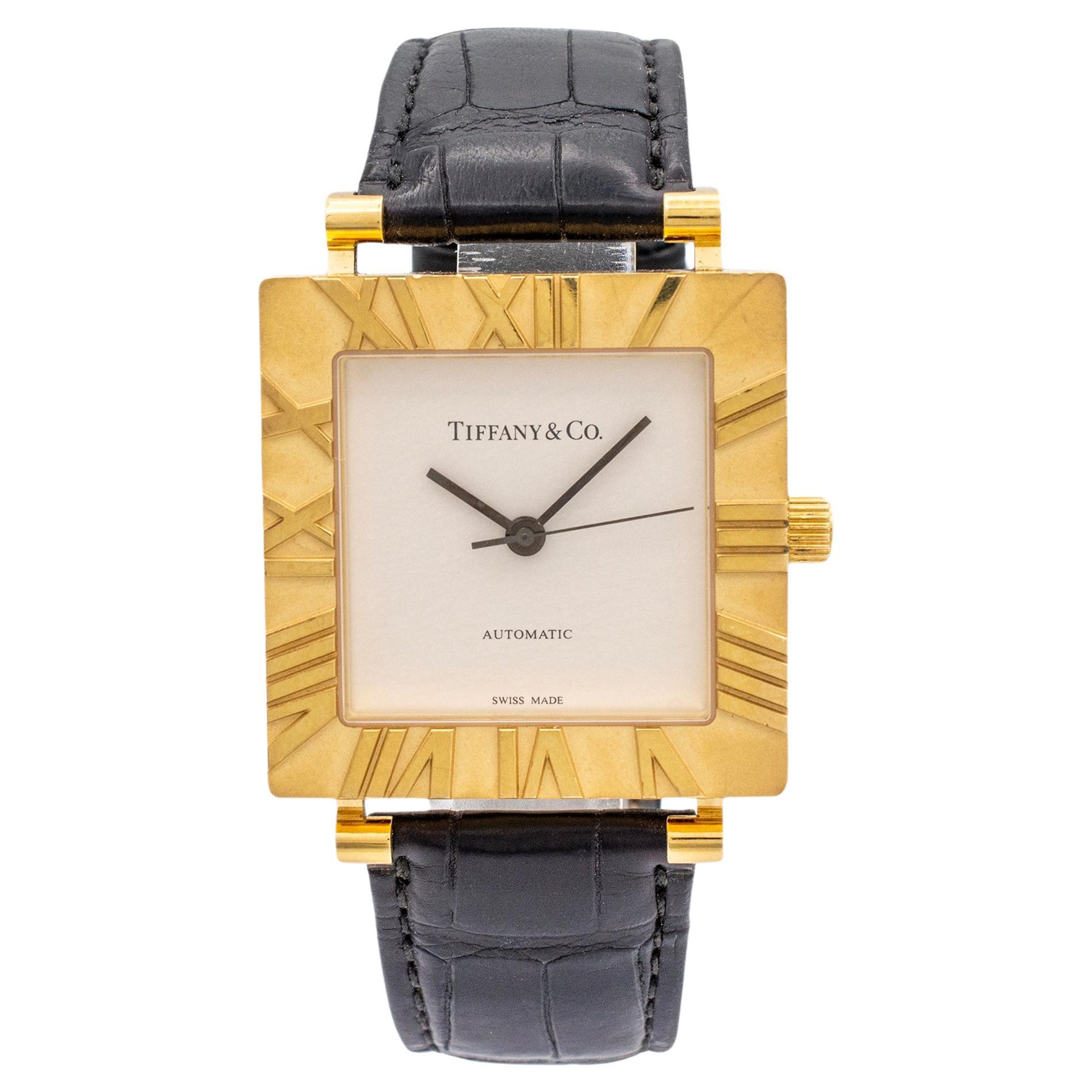 Tiffany & Co. Atlas 34MM Automatic 18K Yellow Gold Watch For Sale
