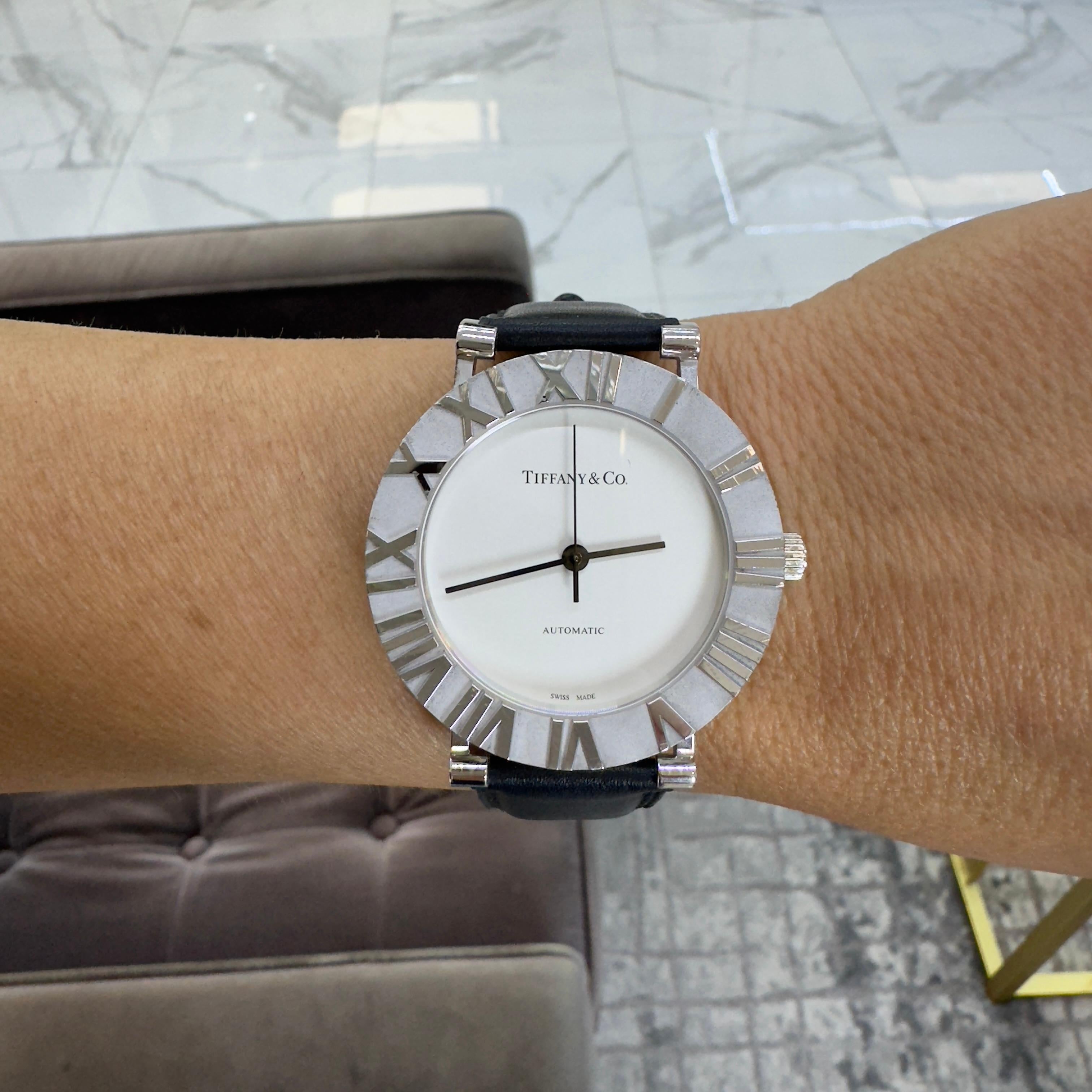 Tiffany & Co. Montre automatique Atlas 39MM TIF270985 Sterling Silver White Dial en vente 7