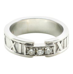 Tiffany 
Co. Atlas Band Ring 18 Karat White Gold with Diamonds