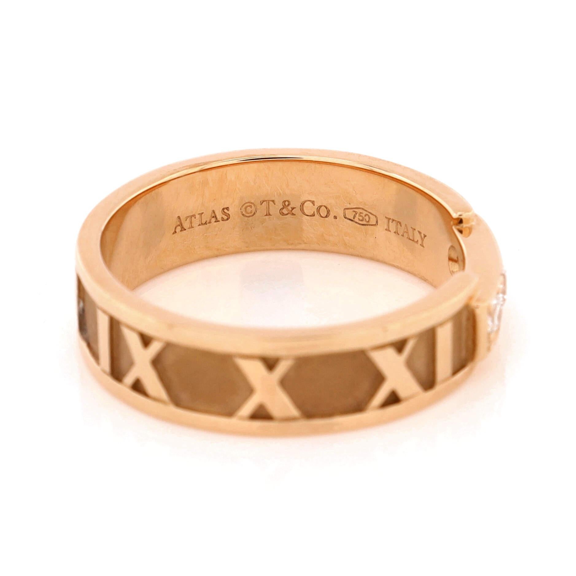 Tiffany & Co. Atlas Band Ring 18K Rose Gold with Diamonds In Good Condition In New York, NY