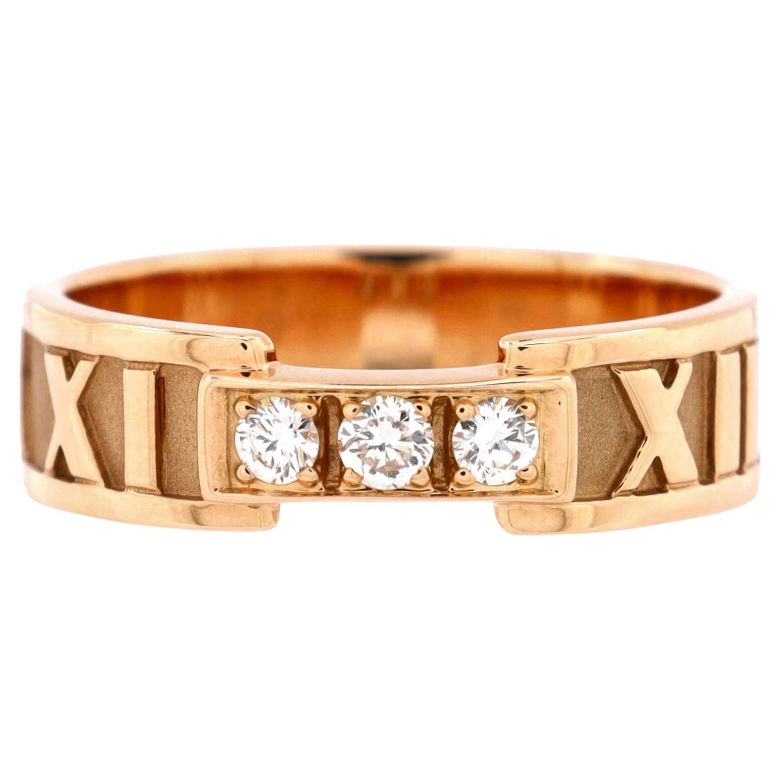 Tiffany & Co. Atlas Band Ring 18K Rose Gold with Diamonds