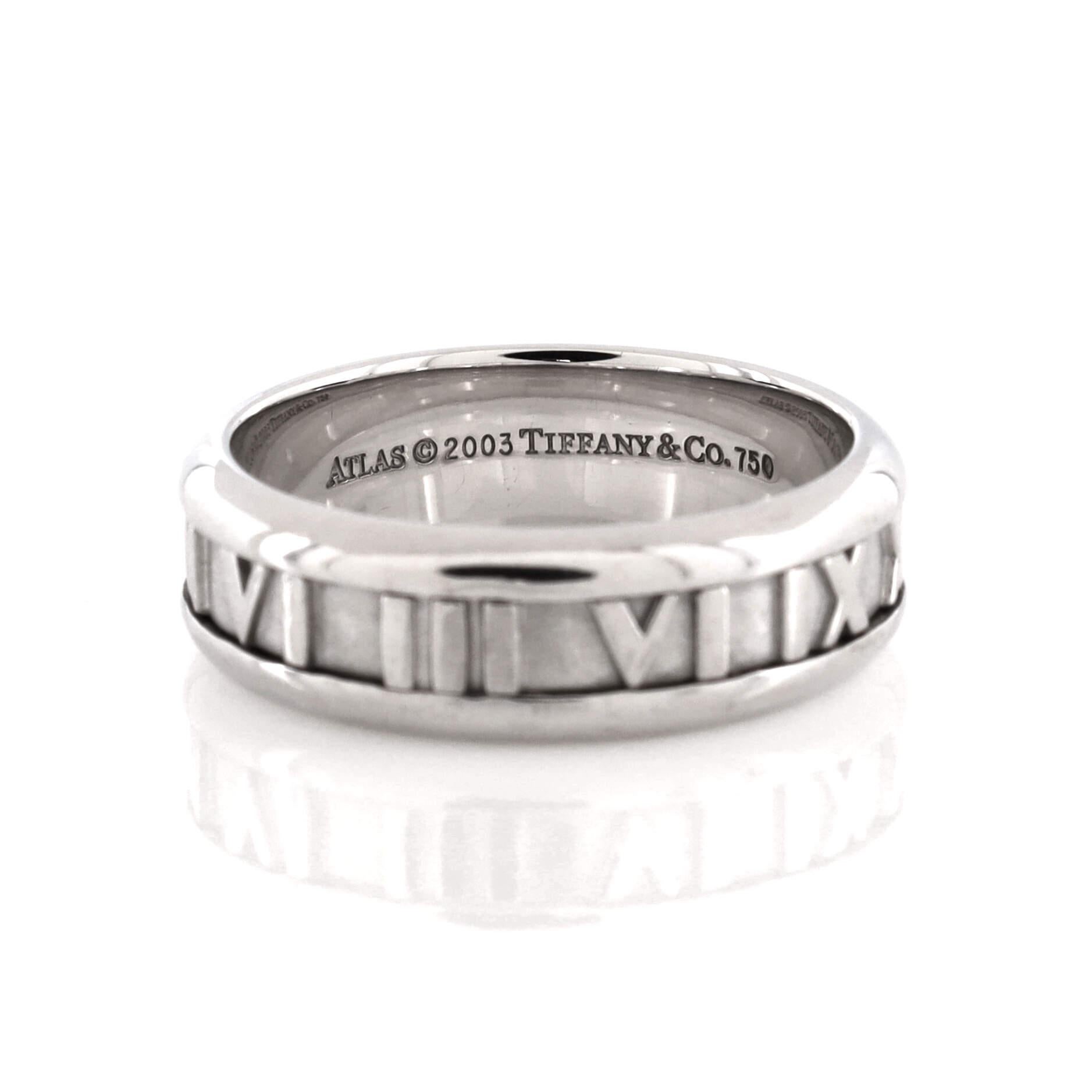 Tiffany & Co. Atlas Band Ring 18k White Gold In Good Condition In New York, NY