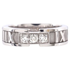 Tiffany & Co. Atlas Band Ring 18k White Gold with Diamonds