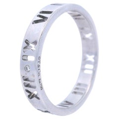 Tiffany Co Atlas Band Ring in 18k White Gold with Diamonds