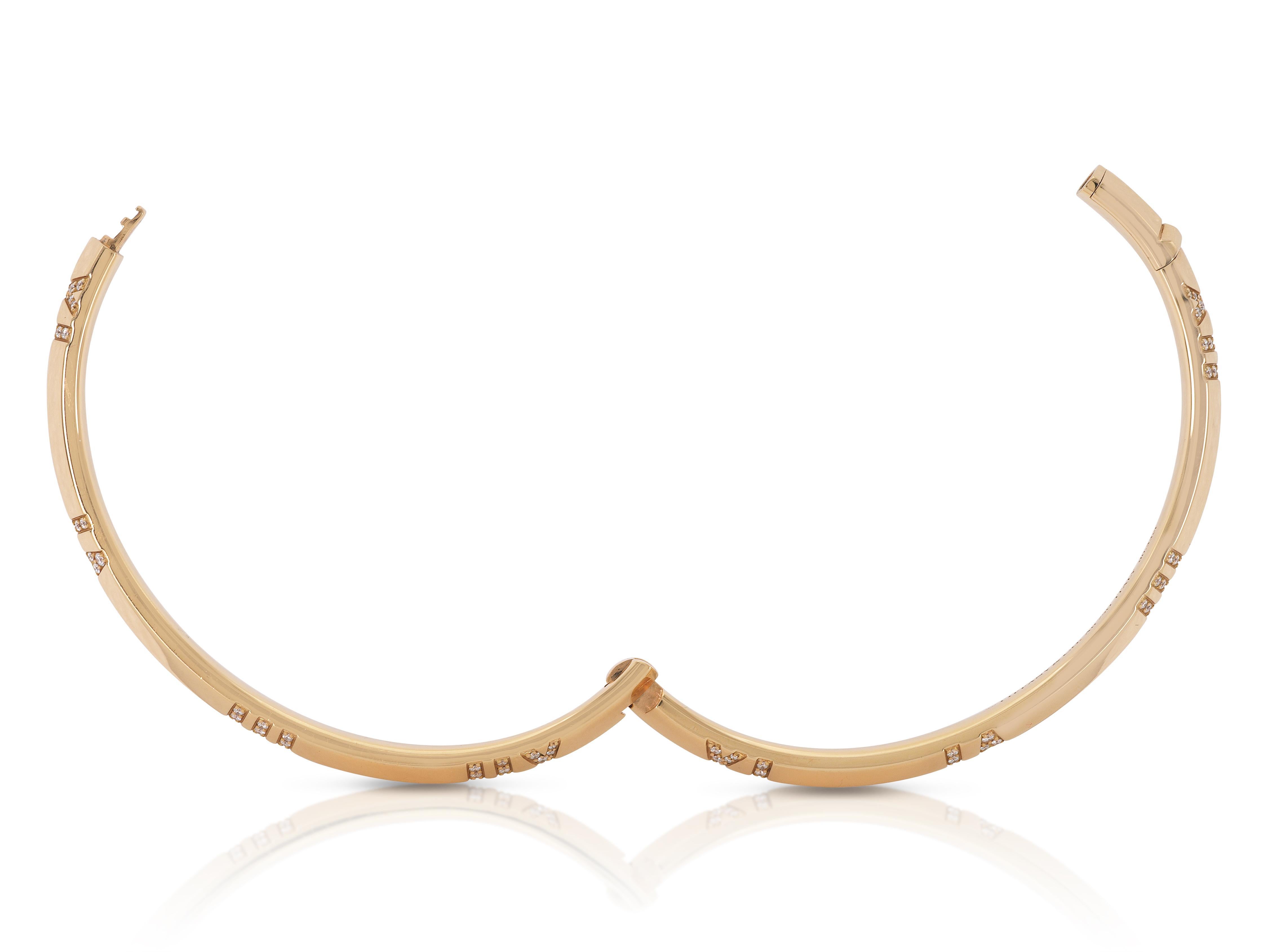 Round Cut Tiffany & Co. Atlas Bangle Bracelet with Diamonds For Sale