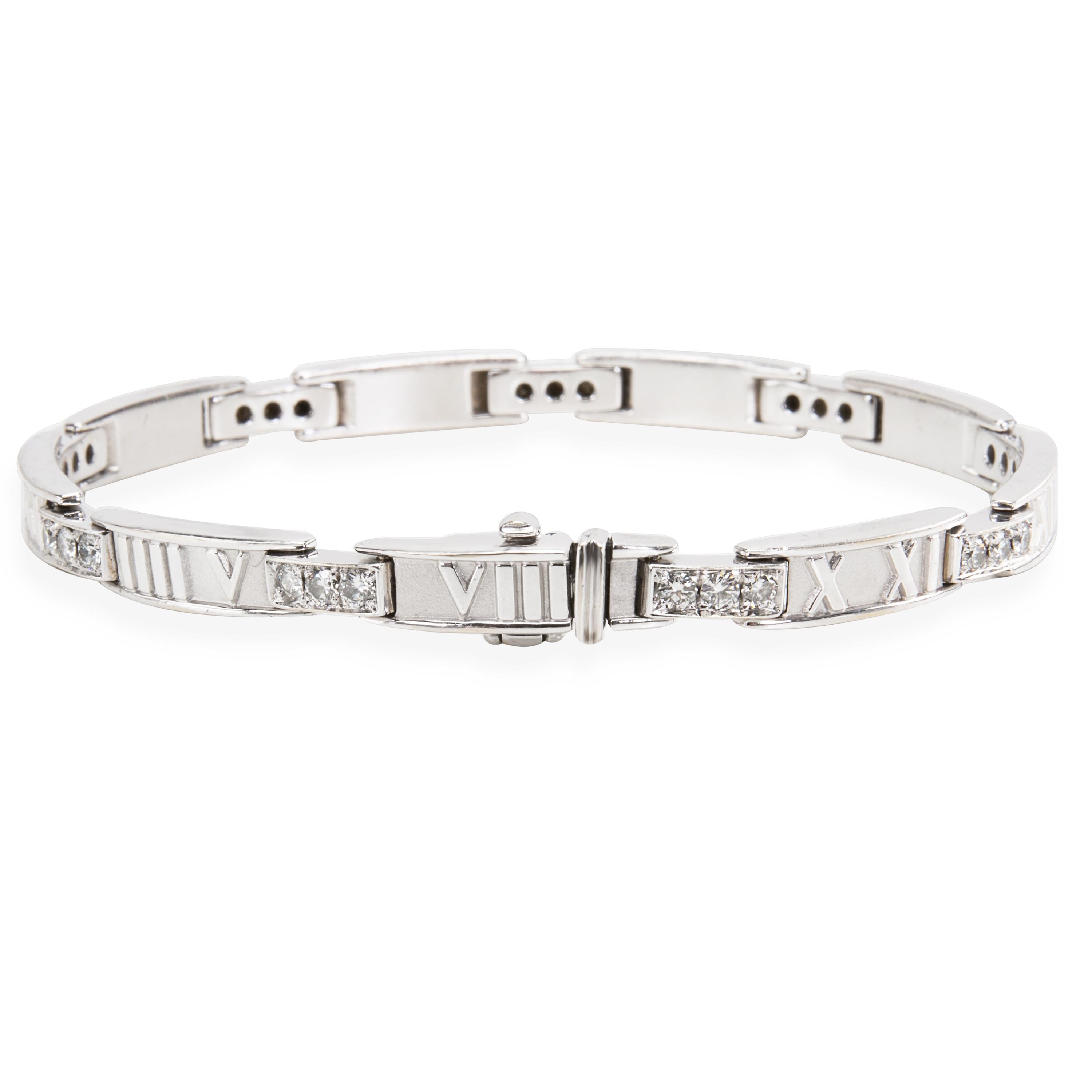 Tiffany & Co. Atlas Bracelet in 18 Karat White Gold 1.48 Carat In Excellent Condition In New York, NY