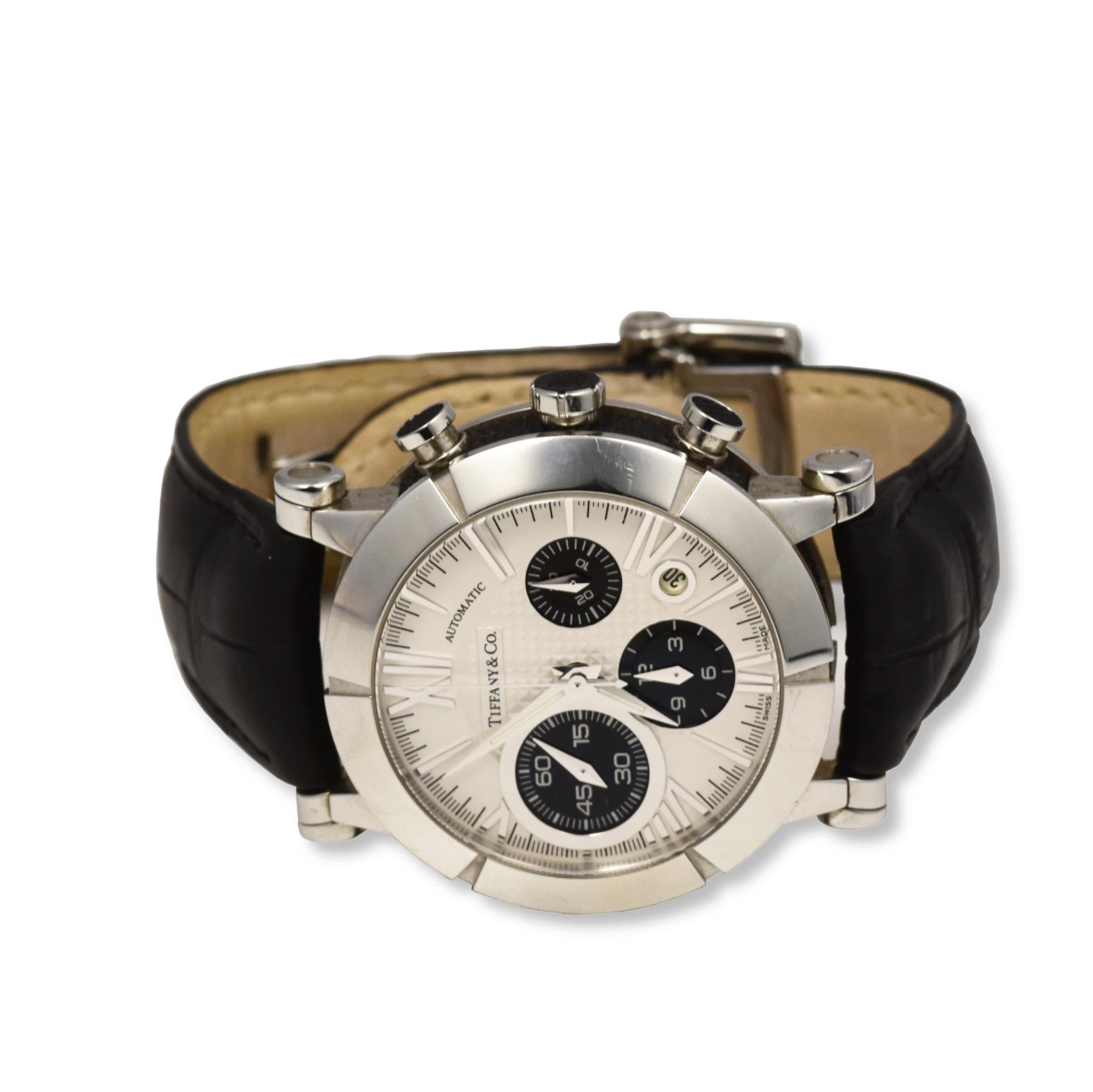 Tiffany & Co. Atlas Edelstahl-Chronographuhr im Zustand „Gut“ in Miami, FL
