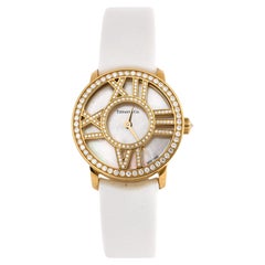 Tiffany & Co. Atlas Cocktail Round Quartz Watch Yellow Gold and Satin