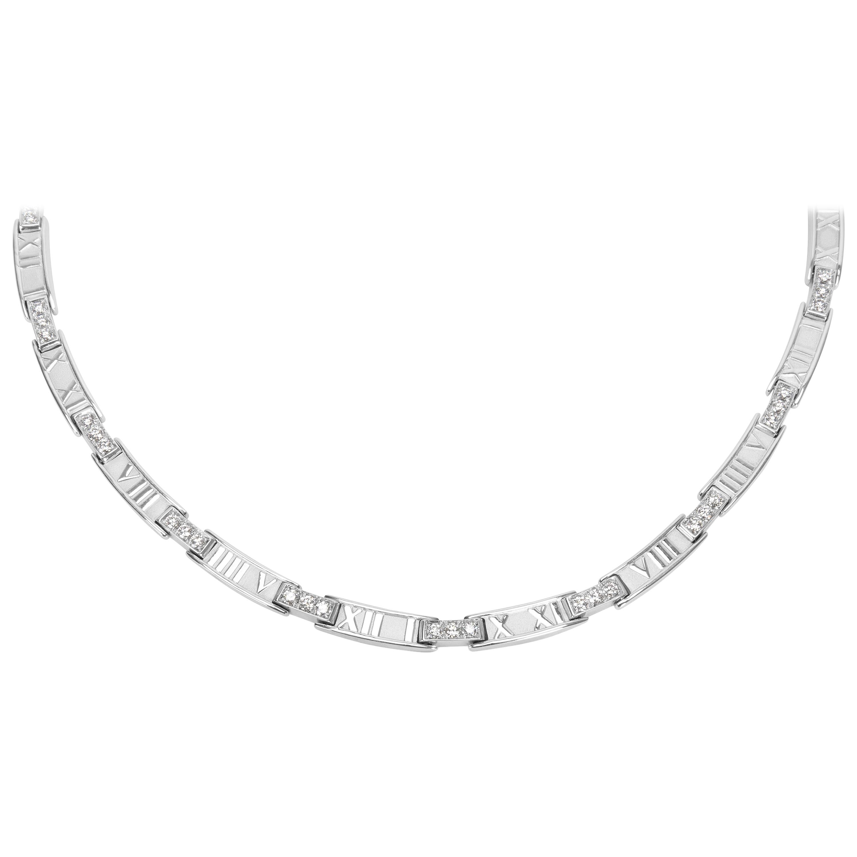Tiffany & Co. Atlas Collar Diamond Necklace in 18 Karat White Gold 1.50 Carat
