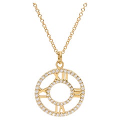 Tiffany & Co. Atlas Collection 18k Yellow Gold Diamond Medallion Necklace