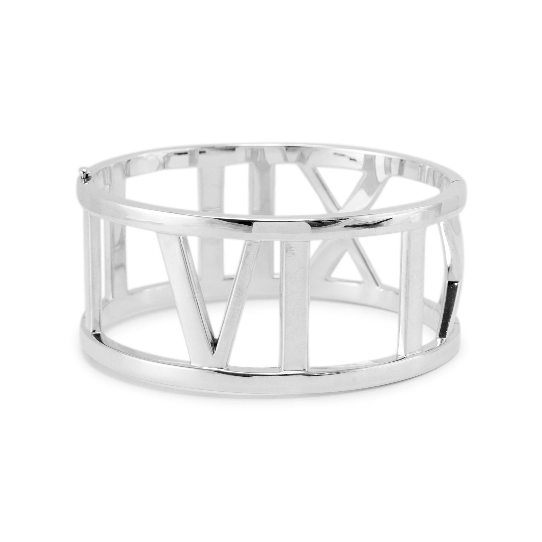 Tiffany & Co. Atlas Collection AG 925 Sterling Silber Breite römische Armspange Armband im Zustand „Hervorragend“ im Angebot in Houston, TX