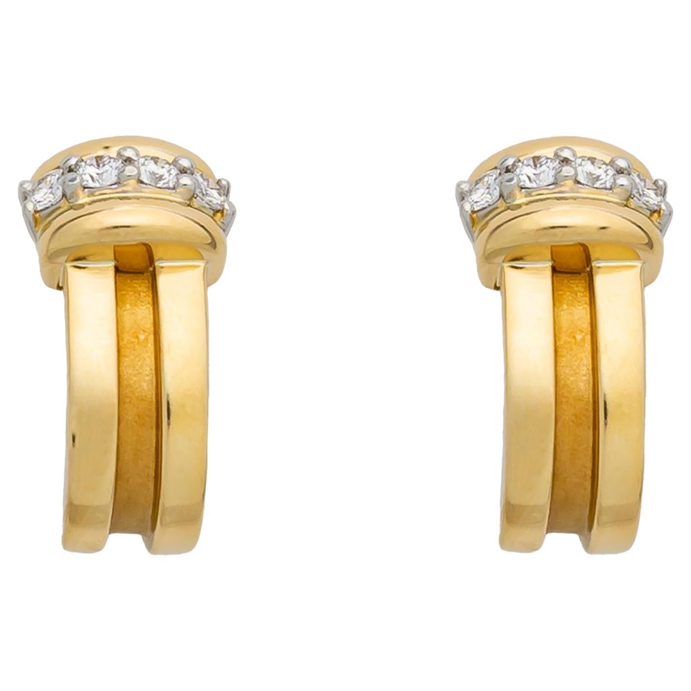 Tiffany & Co. Atlas Collection Gold and Diamond Earrings For Sale