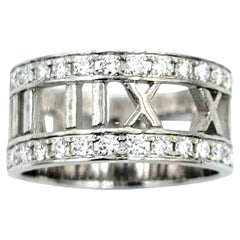 Tiffany & Co. Atlas Collection Open 18 Karat White Gold Band Ring with Diamonds