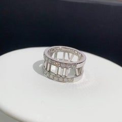 Tiffany & Co. Atlas Collection Open Roman Numeral Ring Size 49 Diamonds