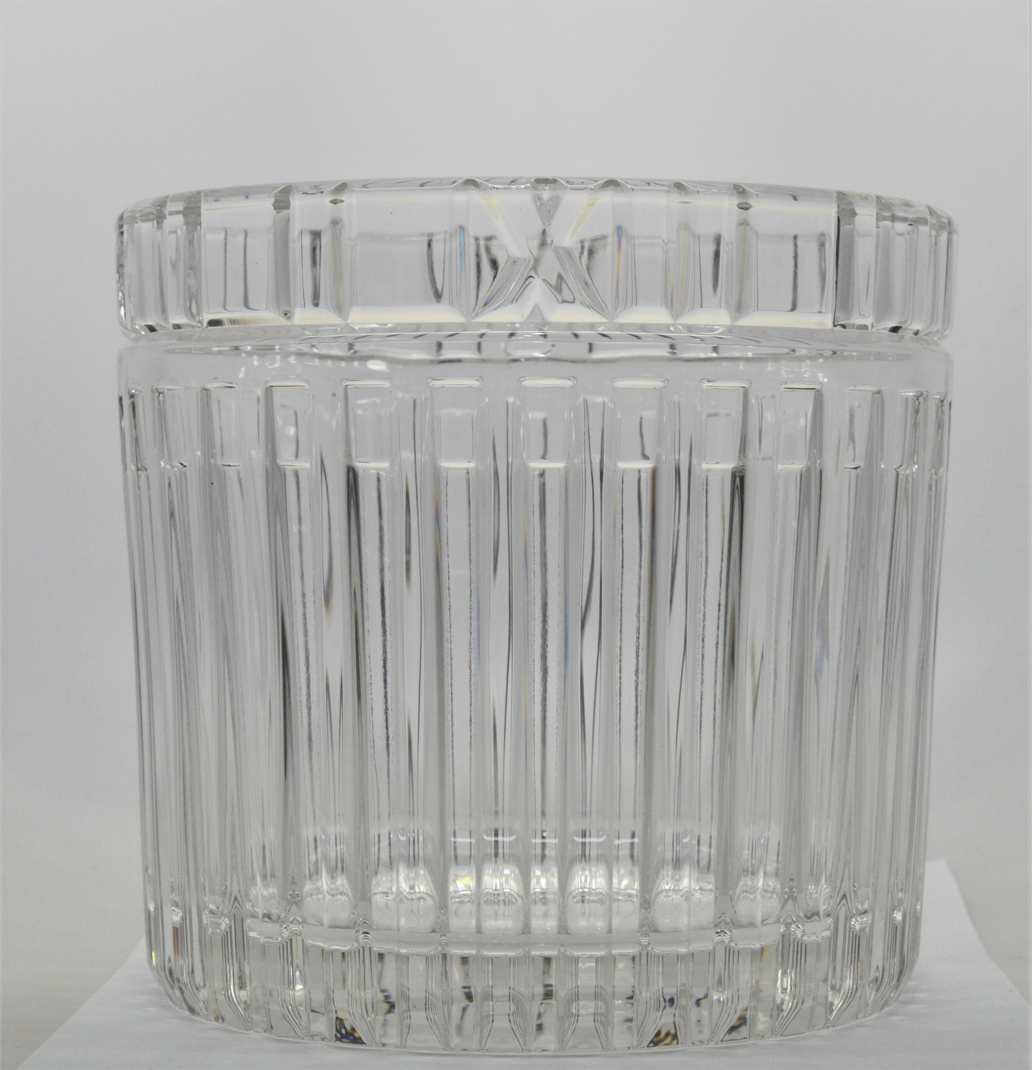 Tiffany & Co. Crystal Champagne Ice Cooler Bucket from the Atlas Collection featuring an Art Deco Roman numeral motif and named after the famed Atlas Clock that has crowned the entrance to the Tiffany flagship store since the 1850's. This stunning