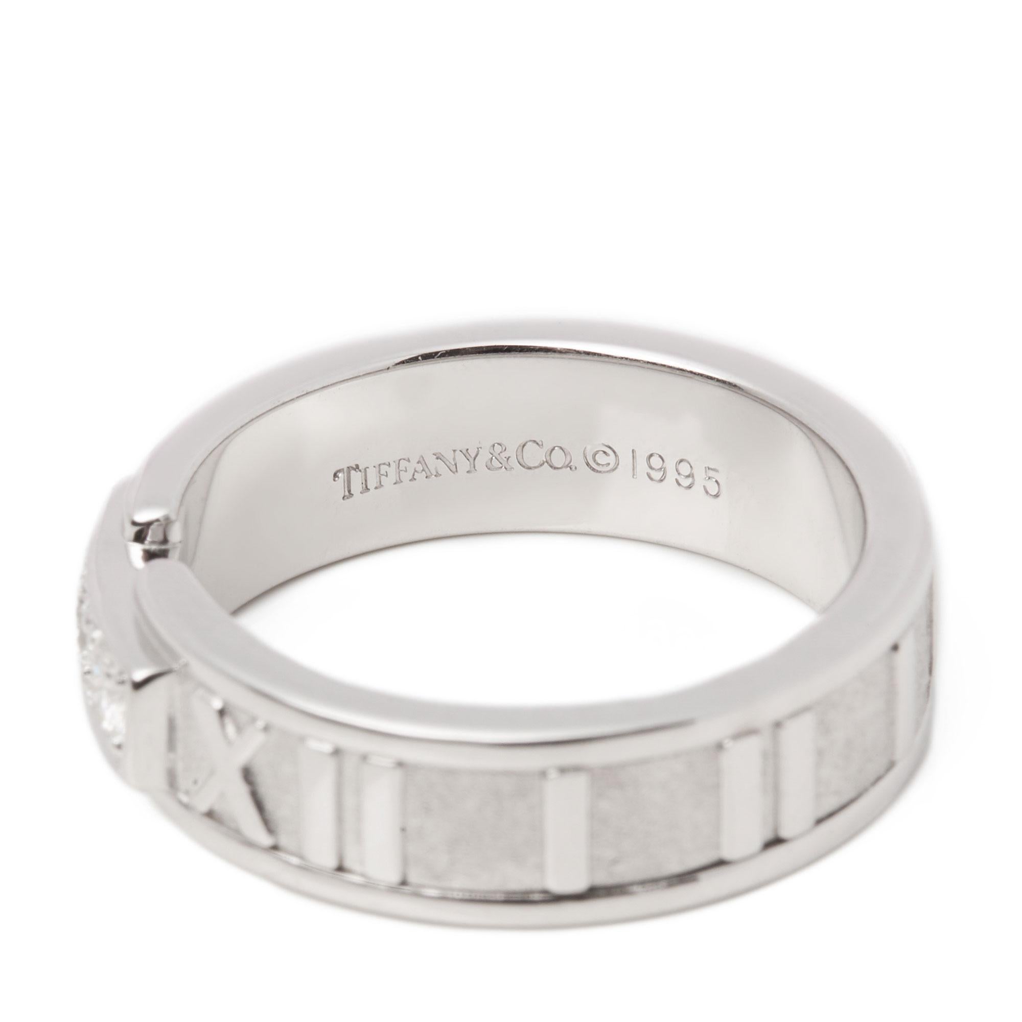Round Cut Tiffany & Co. Atlas Diamond 18 Carat White Gold Band Ring