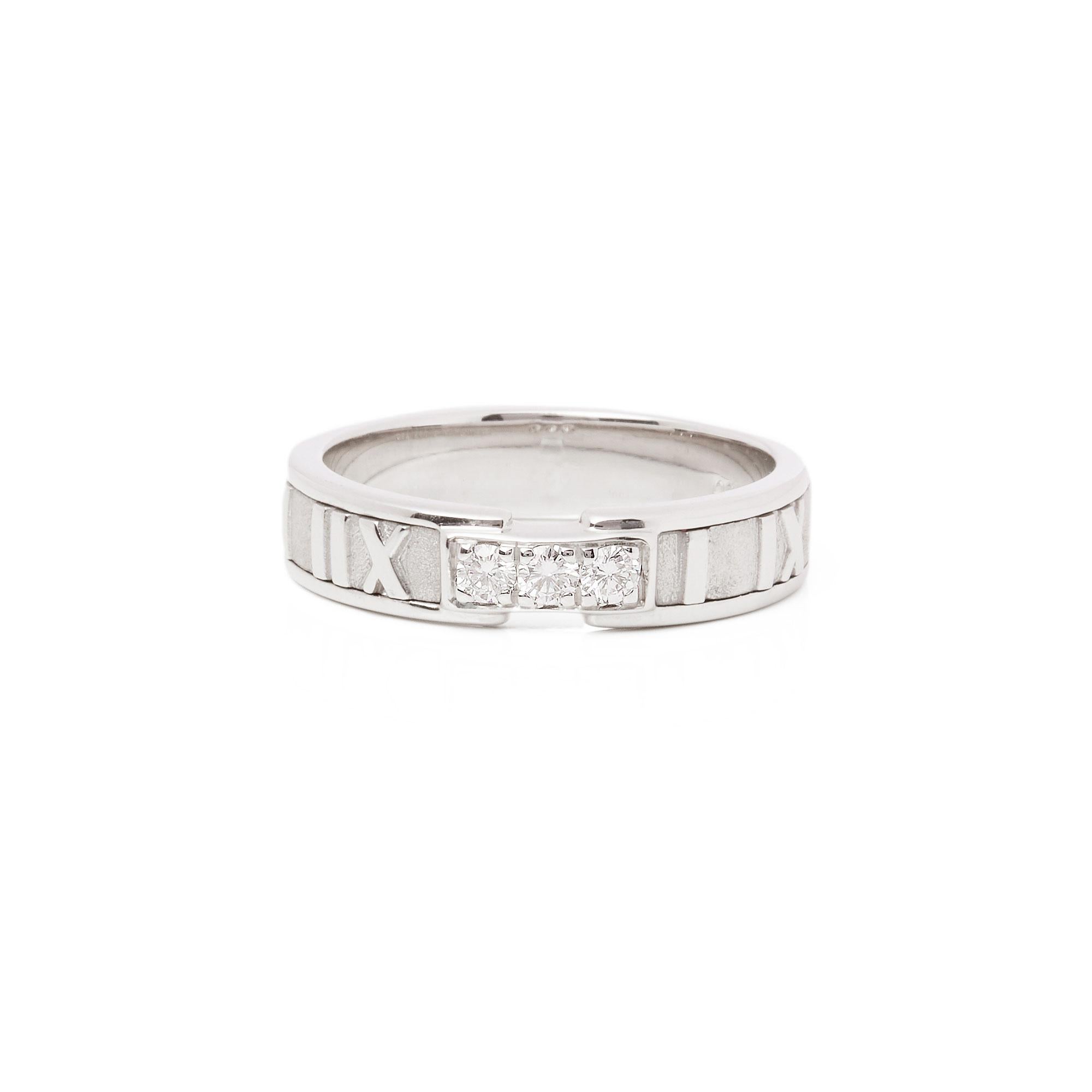 Women's or Men's Tiffany & Co. Atlas Diamond 18 Carat White Gold Band Ring