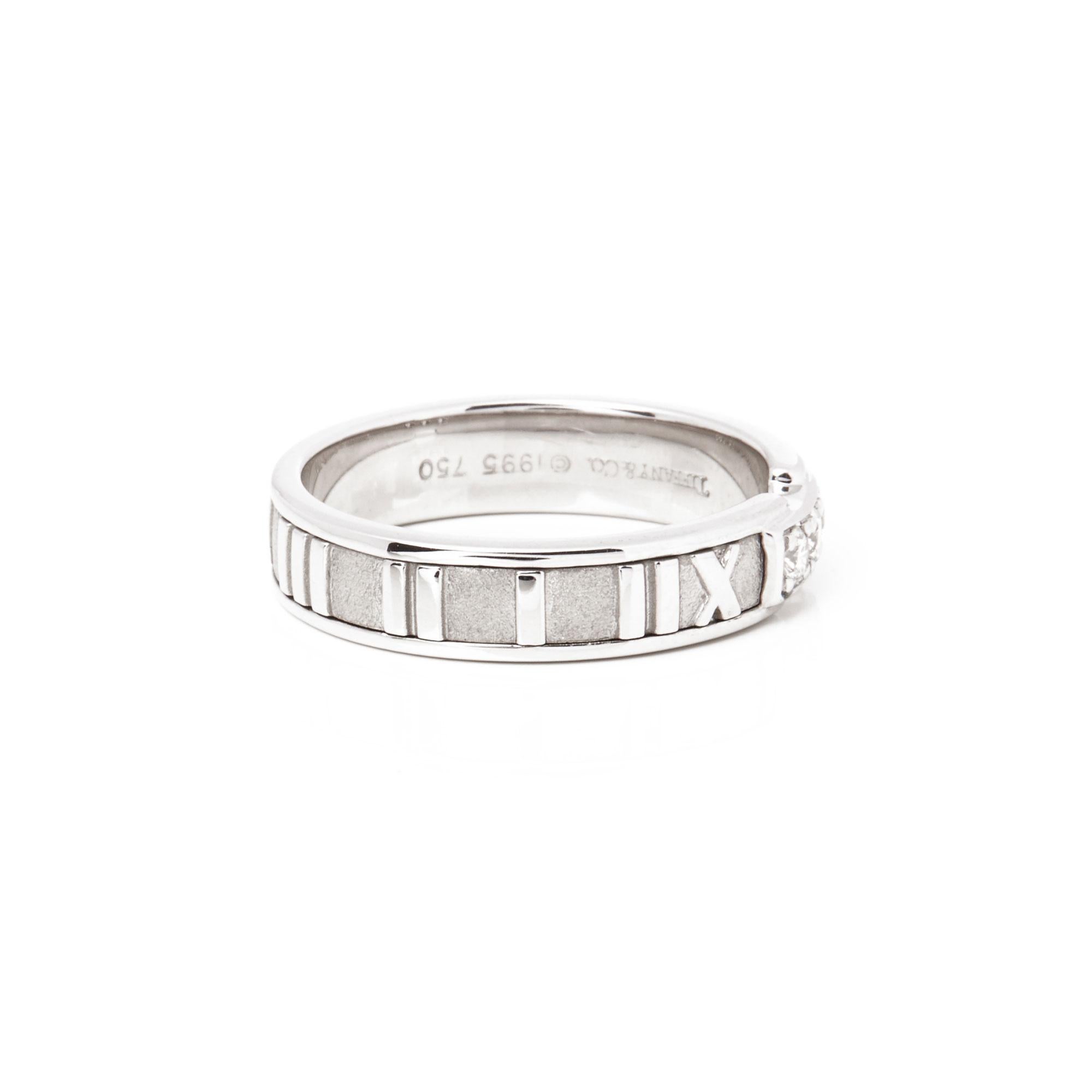 Tiffany & Co. Atlas Diamond 18 Carat White Gold Band Ring 1