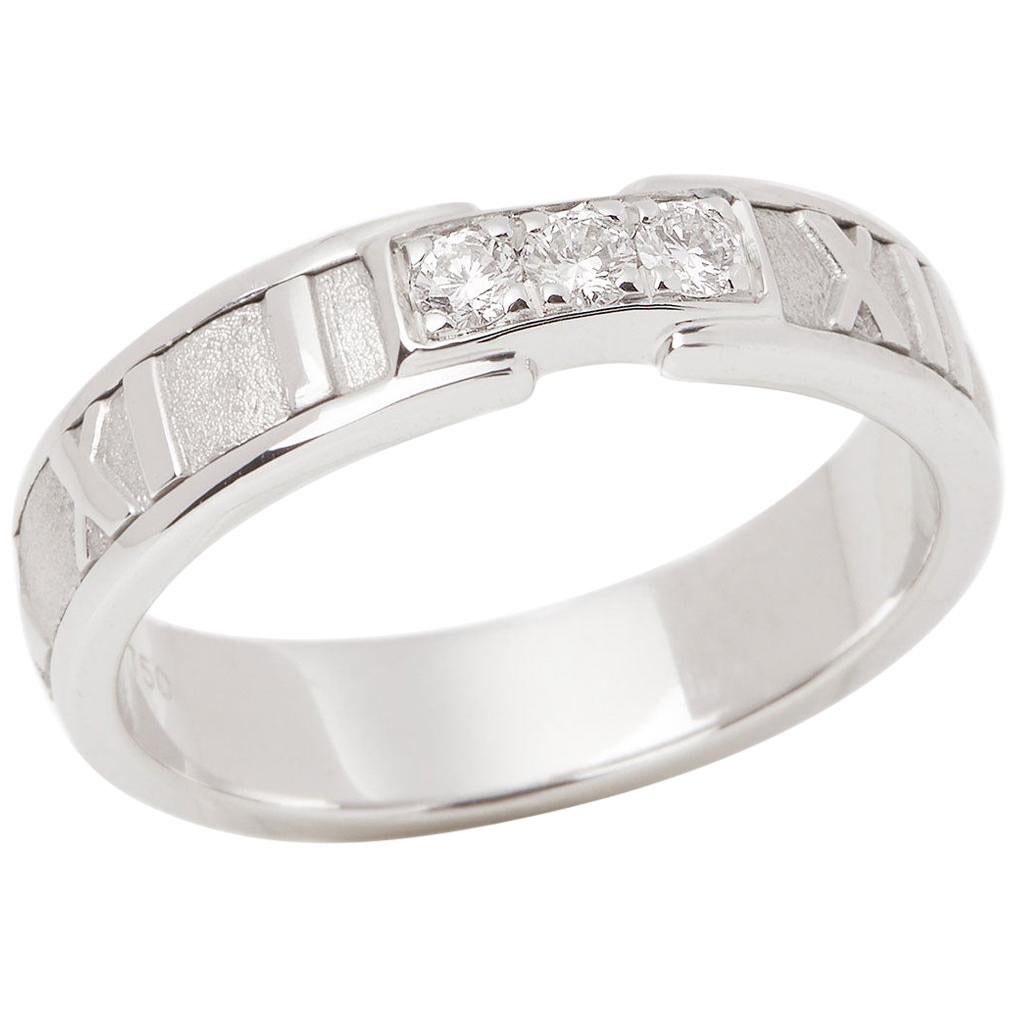 Tiffany & Co. Atlas Diamond 18 Carat White Gold Band Ring