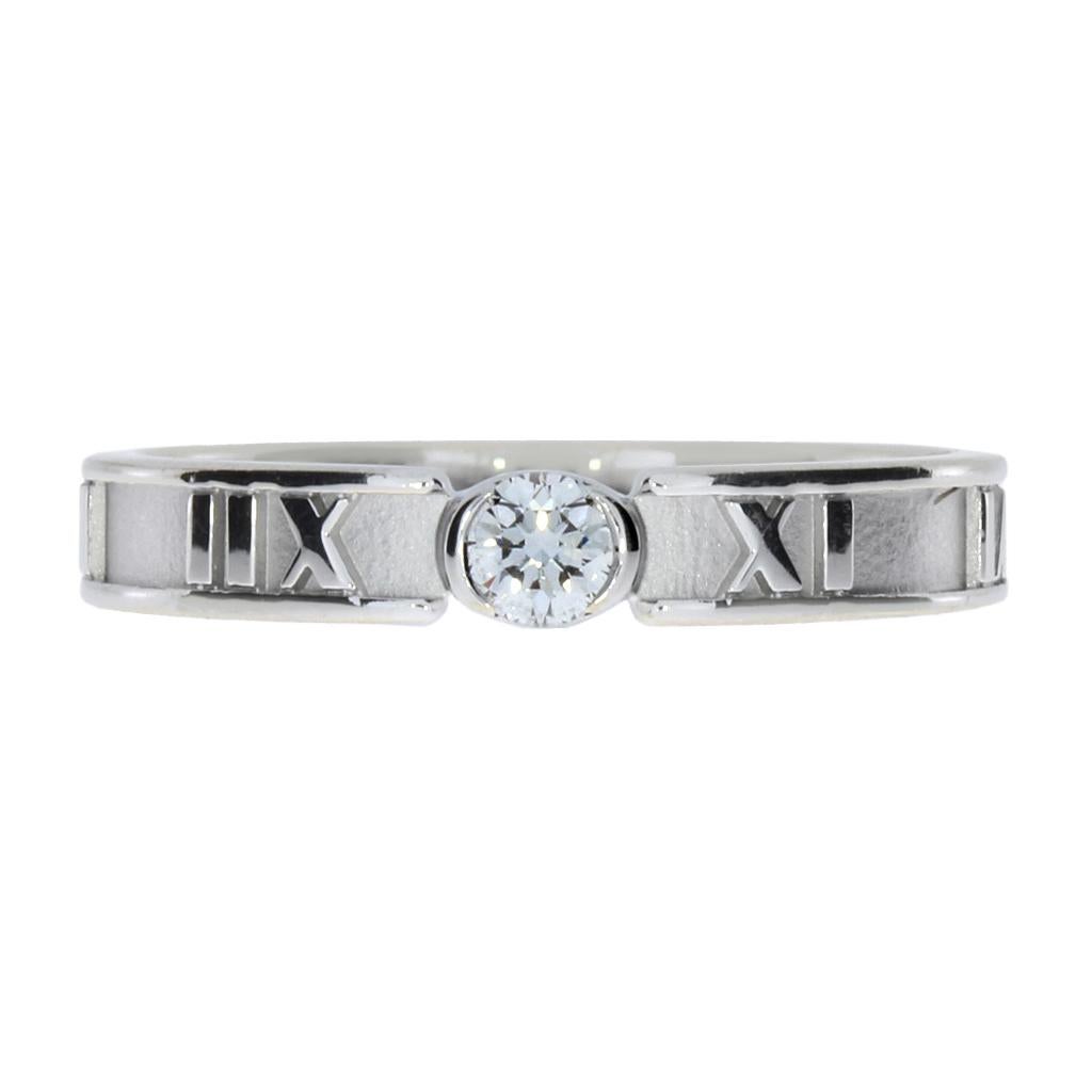 Round Cut Tiffany & Co. Atlas Diamond 18K Ring For Sale