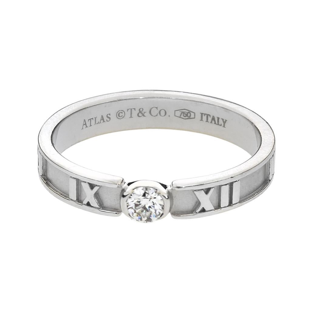 Women's or Men's Tiffany & Co. Atlas Diamond 18K Ring For Sale