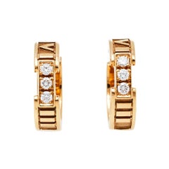 Tiffany & Co. Atlas Diamond 18K Rose Gold Hoop Earrings