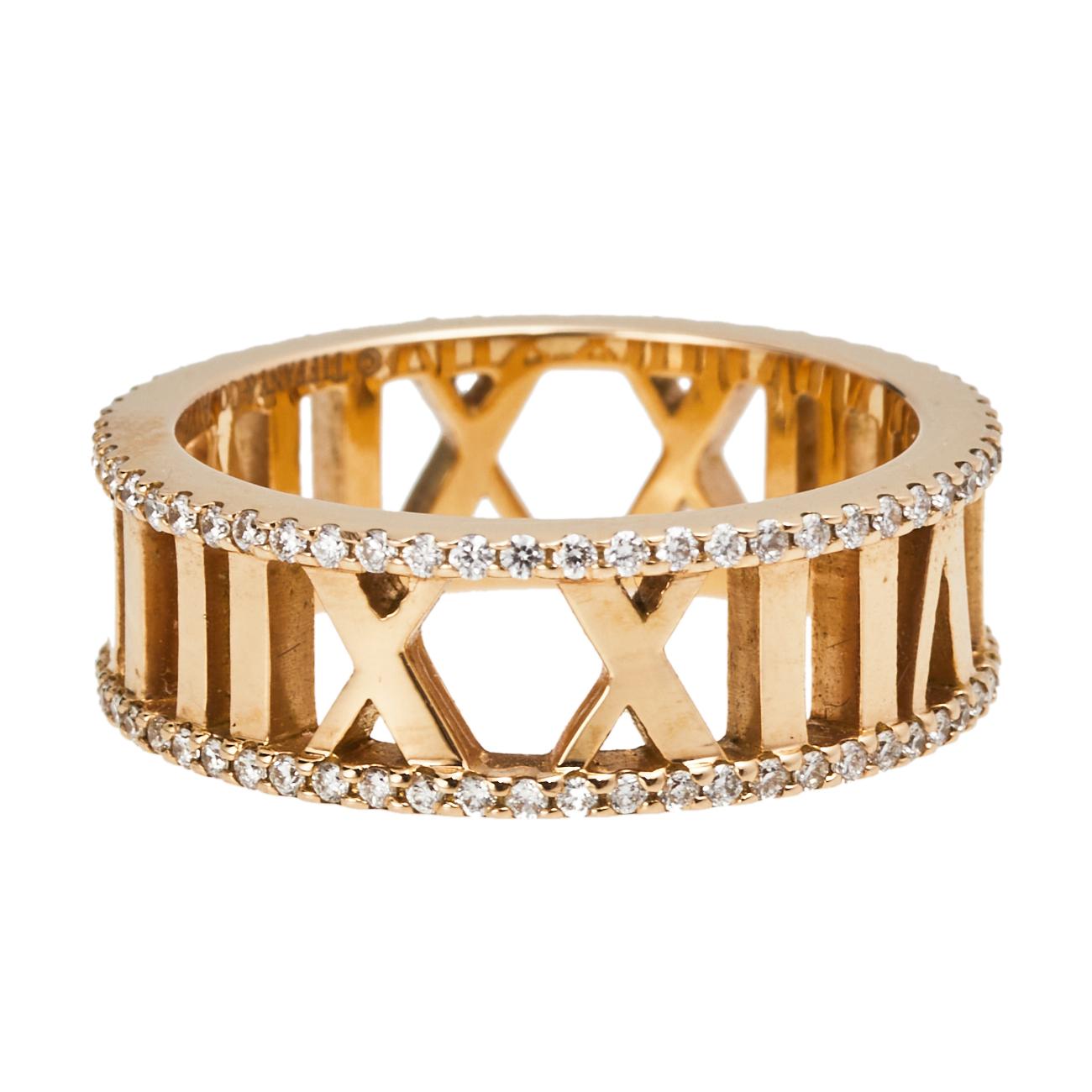 The Atlas collection by Tiffany & Co. was introduced in the year 1995 and it stands to embody the strength of this timeless brand. This ring is from that collection and it is so beautiful, it deserves to be on you. Made from 18k rose gold, the ring
