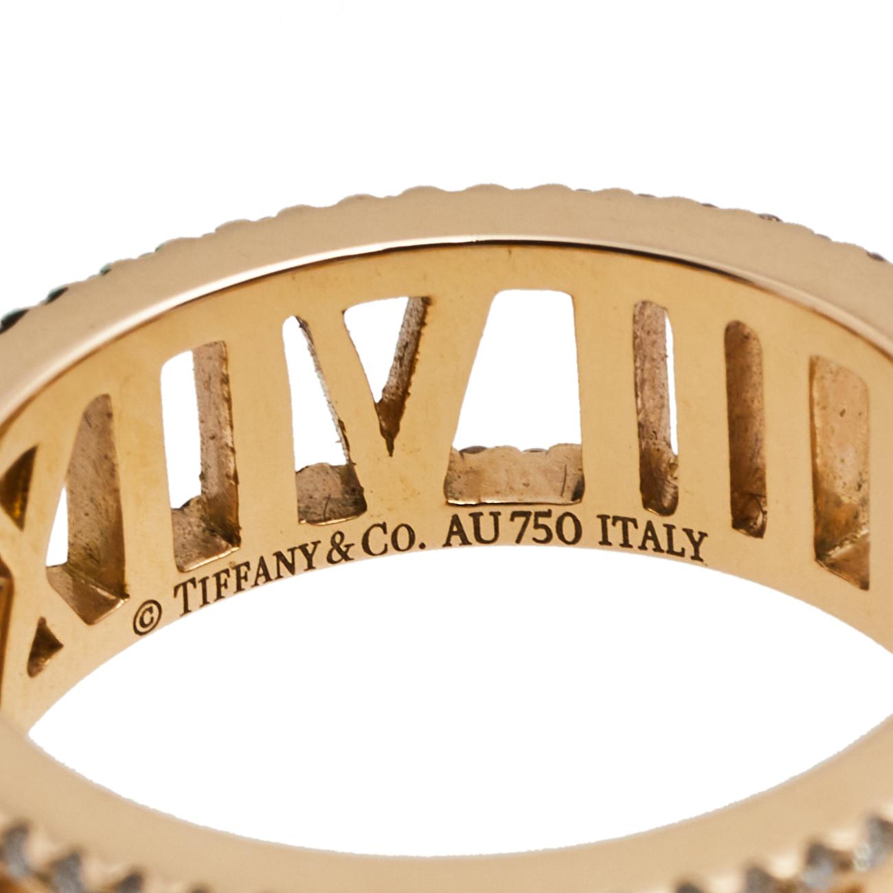 Contemporary Tiffany & Co. Atlas Diamond 18K Rose Gold Open Band Ring 54