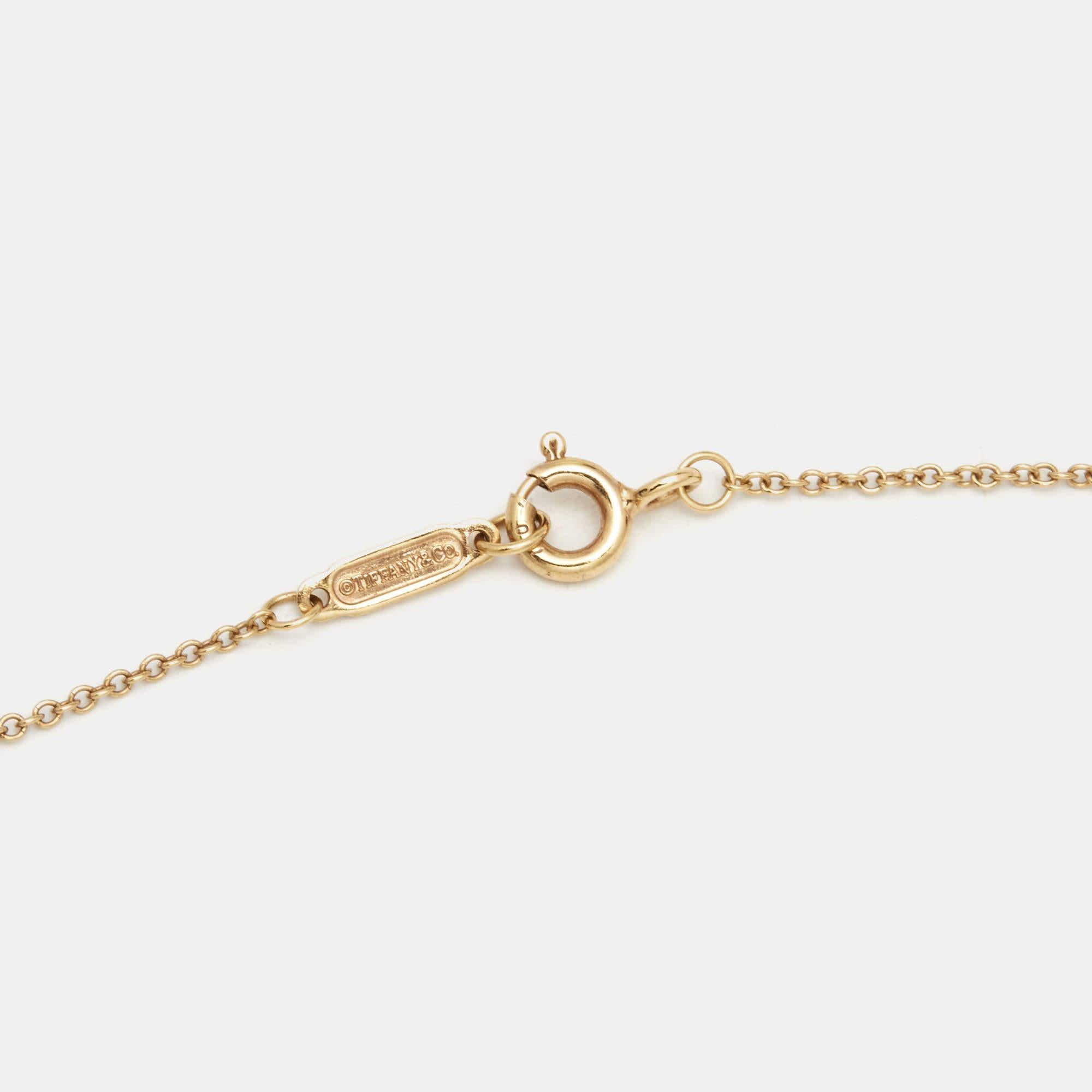 Tiffany & Co. Atlas Diamond 18k Rose Gold Pendant Necklace In Good Condition In Dubai, Al Qouz 2
