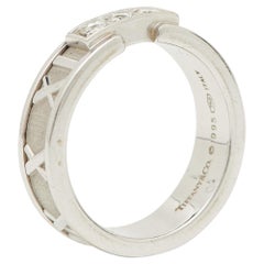 Tiffany 
Co. Atlas Diamond 18K White Gold Band Ring 50